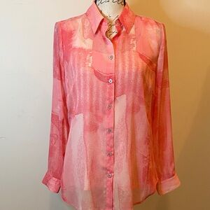 Chico's Vibrant Pink Button Down Shirt   Chico’s size 1